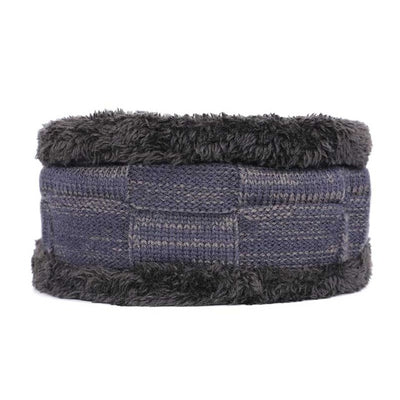 2018 New Luxury Brand knitting Beanie Hat Scarf Men's Winter Plaid Plus Velvet Scarf Thicken Hedging Cap Scarves Warm Ski Bone