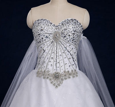 2019 New Tube Top Crystal Lace Sweetheart Big Train Luxury Wedding Dress Wedding Gown Vestido De Noiva