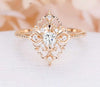 Retro Women Rings Baroque Style Luxury Rose Golden Flower Shape Wedding Ring Statement Jewellery Vintage Diamante Accessory
