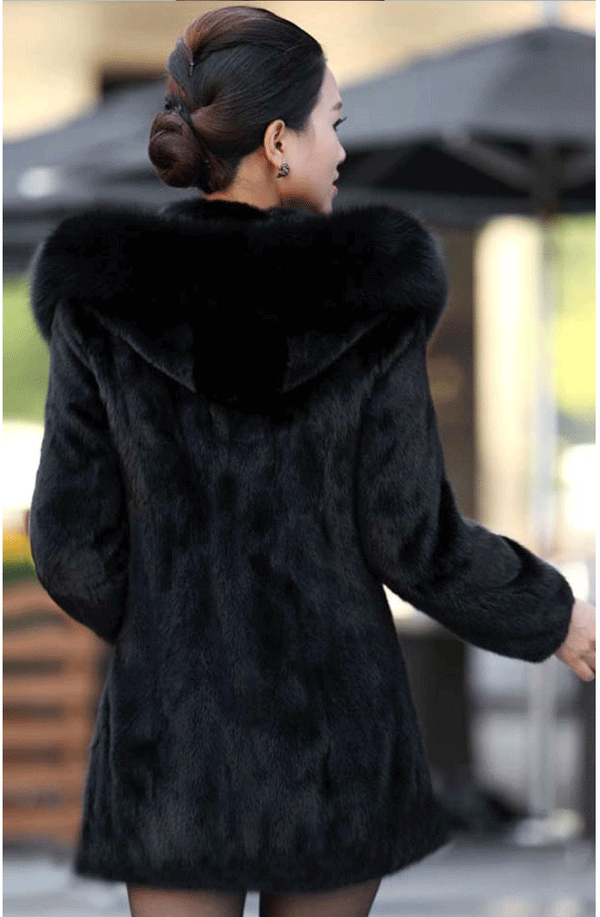 Women's fur Winter Luxury High Imitation Fox Fur Hooded Long Coat Fash ...