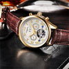 BINSSAW Men Automatic Mechanical Watch Tourbillon Leather Business Fashion Top Luxury Brand Gold Watches Relogio Masculino gifts
