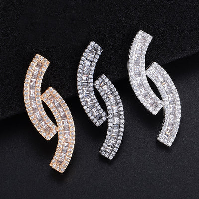 GODKI 33mm Unique Geometry Design Full Mirco Paved Microl Zirconia Naija Wedding Earring Fashion Jewelry