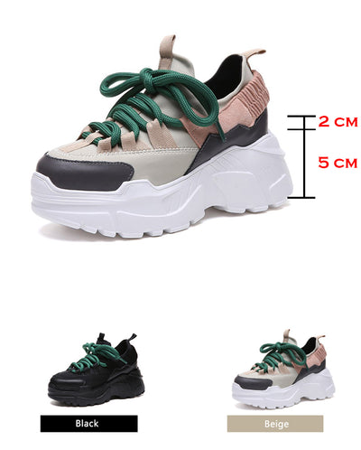 ADBOOV New Fall Winter Platform Sneakers Women Height Increasing 7 cm Chunky Shoes Woman Plus Size 35-42 Ladies Wedge Shoes