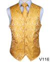 Men's Classic Party Wedding Paisley Plaid Floral Jacquard Waistcoat Vest Pocket Square Tie Suit Set Pocket Square Set