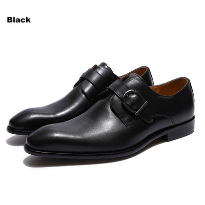 FELIX CHU European Style Handmade Genuine Leather Men Brown Monk Strap Formal Shoes Office Business Wedding Dress Loafer Shoes
