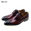 European Style Handmade Genuine Leather Men Brown Monk Strap Formal Shoes Office Business Wedding Dress Loafer Shoes