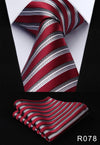 Men Tie Necktie Pocket Square Classic Party Wedding Fashion Striped Polka Dot 3.4"Silk Woven Wedding Handkerchief Set#RS1