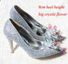 2018 New Rhinestone High Heels Cinderella Shoes Women Pumps Pointed toe Woman Crystal Wedding Shoes 5cm 7cm 9cm heel big size