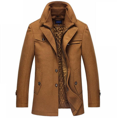 Trench Coat Men Winter Thick Windbreaker Long Woolen Overcoat Casaco Masculino Palto Casaco Jaket Mens 4XL Trench Wool Jackets
