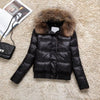 Hooded Real Raccoon Fur Winter Jacket Women Long Sleeve Slim White Duck Down Parkas Coat Female Zipper Pockets Outwear