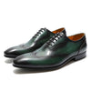 Black Green Wingtip Oxfords Mens Shoes Hand Painted Lace Up Genuine Leather New Dress Shoes Men