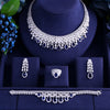 janekelly Luxury cubic zirconia necklace bracelet earrings and ring 4pcs dubai full jewelry set for women,bridal dress dinner