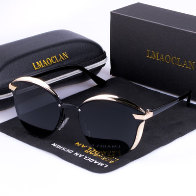 LMAOCLAN Women Polarized Sunglasses Luxury Fashion Cat Eye Ladies Vintage Brand Designer Female Sun Glasses oculos gafas