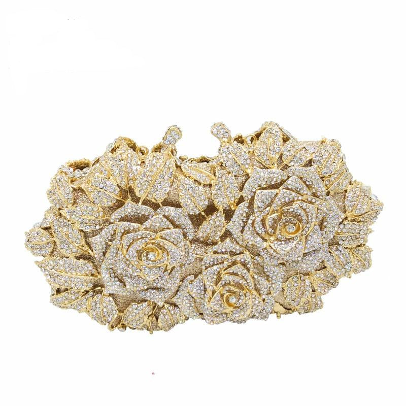 Women Female Bags Flower Shape Wedding Party Clutch Purse Ladies Gold Day  Clutches