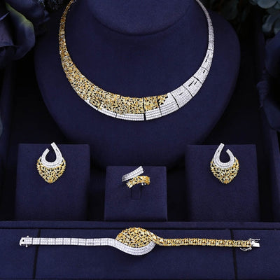 jankelly Hotsale Nigeria 4pcs Bridal Jewelry Sets New Fashion Dubai Full Jewelry Set For Women Wedding Party Accessories Design