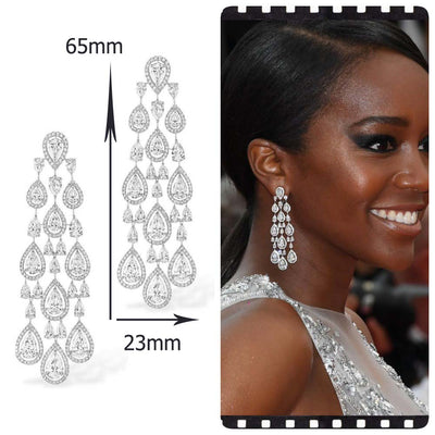 jankelly   Trendy clear white Water Drop Cubic Zirconia WomenTassel Earring Brazil Style Drop Earring Brincos Bijoux Gifts