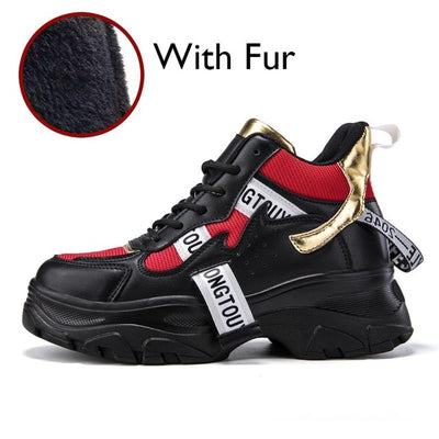 ADBOOV New Fall Winter Fashion Women Shoes PU Leather Platform Sneakers Women Ladies Trainers Casual Shoes Scarpe Donna