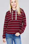Stripe French Terry Hoodie w/ Drawstring free shipping 3-7 day in US&Canada