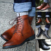 COSIDRAM Winter Shoes Fashion Male Lace Up Warm Ankle Boots Men Rivet Brithsh Shoes Men Pu Leather Boots BRM-053