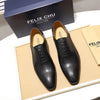 FELIX CHU Men Dress Shoes Leather Medallion Oxfords Mens Lace-Up Formal Shoes Genuine Leather Brown Black Business Men's Shoes