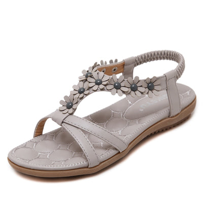 UMMEWALO Sandals Women Designer Thong Flat Strappy Sandals Flowers Rhinestone Gladiator Sandal Summer Shoes Zapatos Mujer