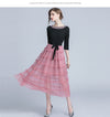 Borisovich Sweet Style Ladies Party Dress New 2018 Autumn Fashion Mesh Patchwork Knitted Elegant Women Casual Long Dresses M988