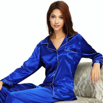 Womens Silk Satin Pajamas  Pyjamas  Set  Sleepwear Loungewear U.S.S6,M8,M10,L12,L14,L16,L18,L20  S ~3XL Plus Size