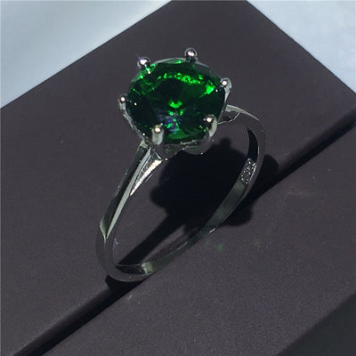 choucong solitaire ring 3ct AAAAA Green Zircon 100% Real 925 sterling Silver Engagement Wedding Band Rings For Women men Bijoux