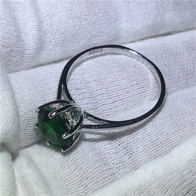 choucong solitaire ring 3ct AAAAA Green Zircon 100% Real 925 sterling Silver Engagement Wedding Band Rings For Women men Bijoux