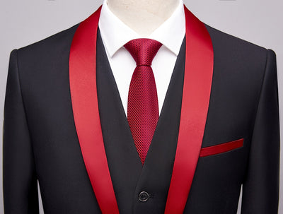 Plyesxale 3 Piece Suits Men 2019 Spring Autumn Red Shawl Collar Groom Wedding Suit Costume Homme Mariage Christmas Suit Q169