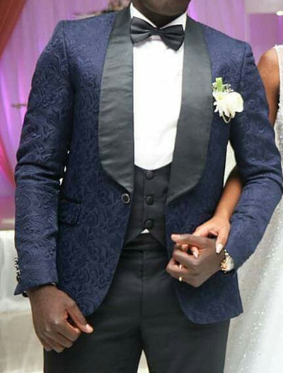 Custom Made Groomsmen One Button Groom Tuxedos Shawl Lapel Men Suits Wedding Best Man Blazer ( Jacket+Pants+Tie+Vest ) C172