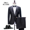 Custom Made Slim Fit Black Lapel Red Groom Tuxedos Men's Wedding Prom Suits With Pants Bridegroom Groomsman Best Man Suits