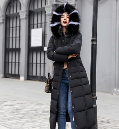 Hooded Fur Collar Winter Down Jacket Long Warm Women Cotton-padded Casaco Feminino Abrigos Mujer Invierno Parkas Outwear