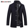 Wool Coat Men Thick Overcoats Topcoat Mens Single Breasted Coats And Jackets With Adjustable Vest 4 Colours M-3XL