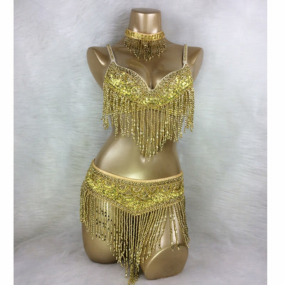wholesale belly dance costume 3pcs/set(BRA+BELT+NECKLACE) GOLD&SILVER white 4 COLORS #TF201,34D/DD,36D/DD,38/D/DD,40B/C/D,42D/DD