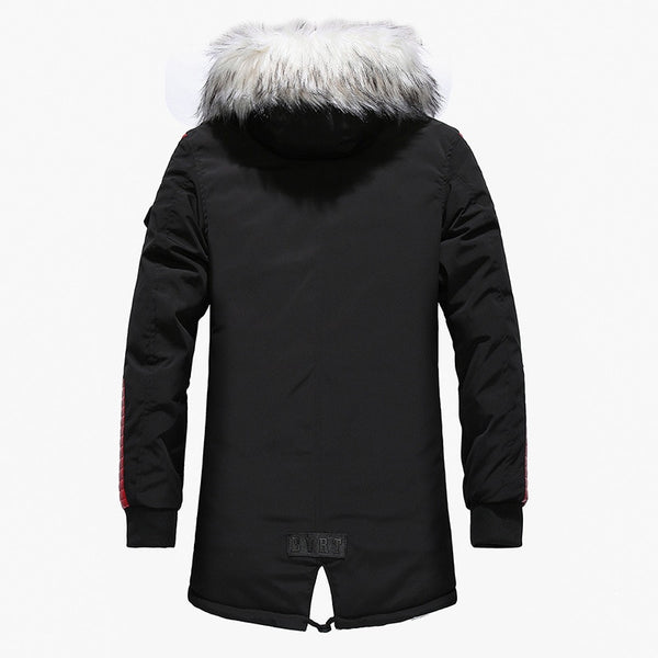 Big Fur Collar Jacket Men Winter Casual Thicken Long Coat Mens Outwear ...