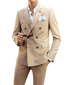 2 Pieces White Double Breasted Solid 2-Piece Slim Fit Mens Suit Notch Lapel One Button Tuxedo  Jacket Pants Set ( Blazer+Pant)