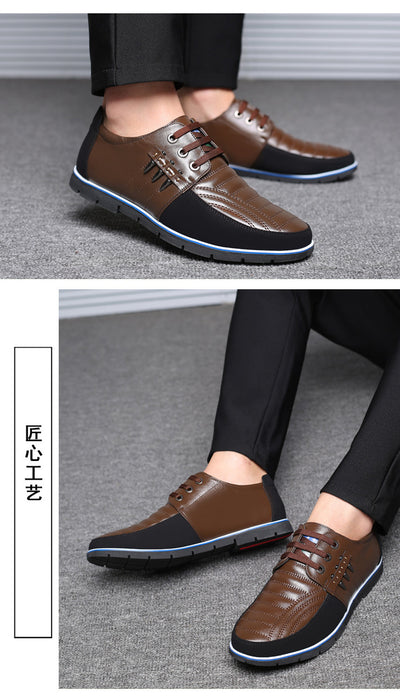 QWEDF Men genuine leather shoes High Quality Elastic band Fashion design Solid Tenacity Comfortable Men's shoes big sizes ZY-251