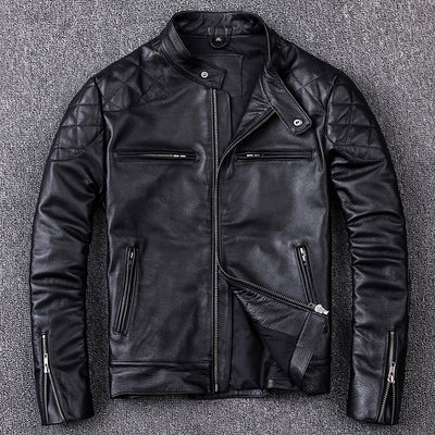 Free shipping.Brand new style motor style leather jacket,mens genuine leather coat.plus size black slim jacket.cowhide.cheap