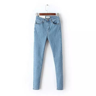 2019 Vintage Mom Fit High Waist Jeans Elastic Femme Women Washed Blue Denim Skinny Jeans Classic Pencil Pants C3553