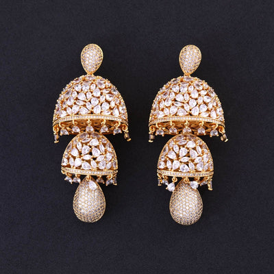 jankelly Fashion Cubic Zirconia Hook Flowers Big Long Tassel Earring For Women Jewelry Wedding Brincos boucle d'oreille