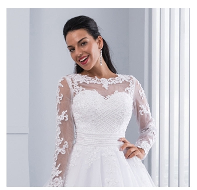 Ball Gown 2 in 1 Wedding Dresses 2019 Detachable train Lace Appliques ...
