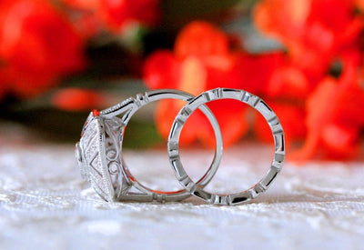 Bamos Fashion Boho Ring Set Blue Stone Finger Ring 925 Sliver Filled Vintage Ring For Women&Men Wedding Bands Party Accessories