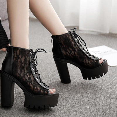 Summer Boots With Lace Peep Toe Footwear Woman Boots On Summer Mesh Rome Style 2019 Spring Ladies Shoes
