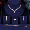 jankelly Gold-Color 4pcs Bridal Zirconia Jewelry Sets For Women Party, Luxury Dubai Nigeria CZ Crystal Wedding Jewelry Sets