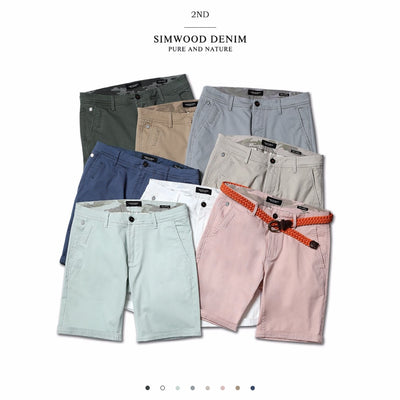 SIMWOOD 2019 Summer New Solid Shorts Men Cotton Slim Fit Knee Length Casual men clothes High Quality Plus Size 9 Color available