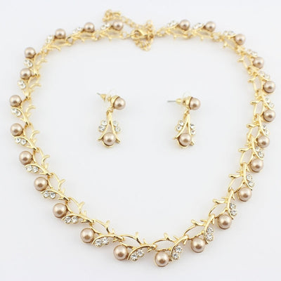 Jiayijiaduo Hot Imitation Pearl Wedding Necklace Earring Sets Bridal Jewelry Sets for Women Elegant Party Gift Fashion Costume
