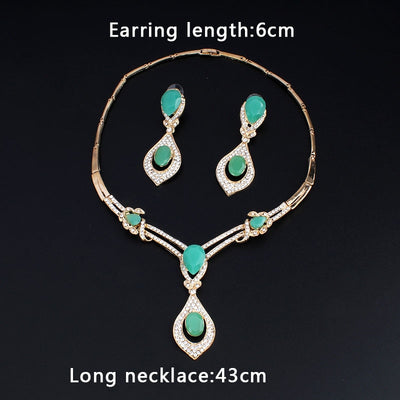 jiayijiaduo American fashion wedding jewelry sets Gold-color Charm women summer clothing accessories days blue crystal wholesale