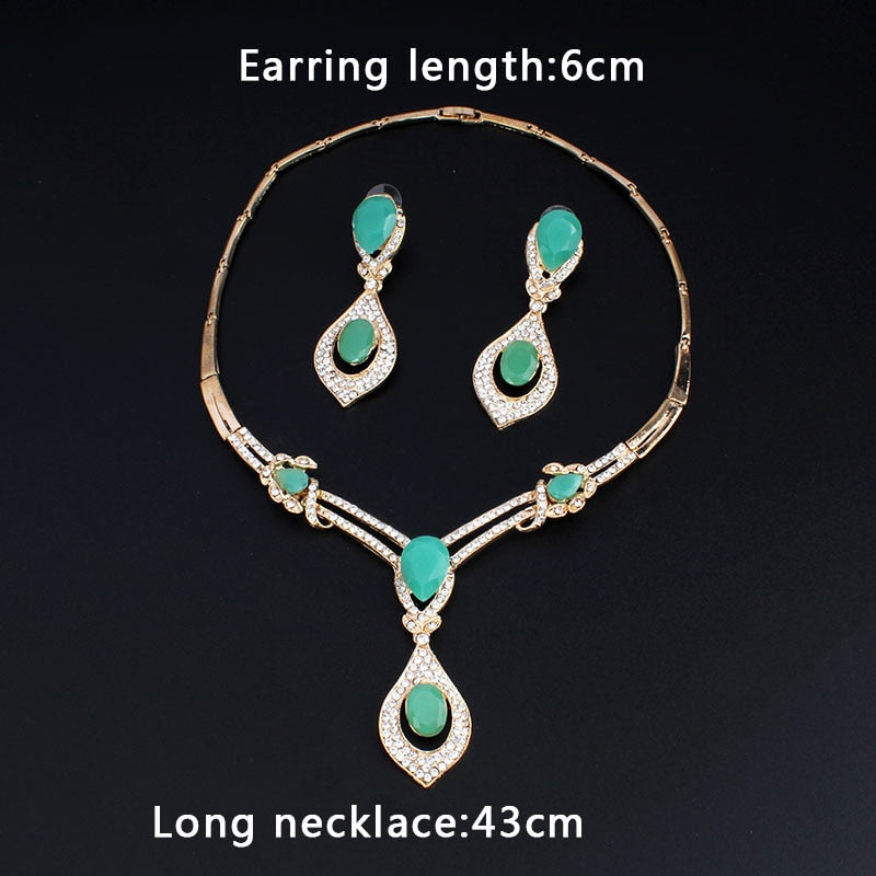 jiayijiaduo American fashion wedding jewelry sets Gold-color Charm women summer clothing accessories days blue crystal wholesale