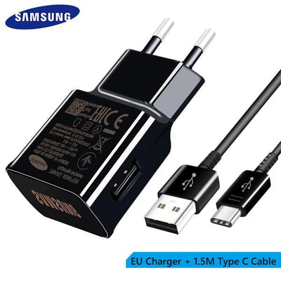 Samsung S8 S9 plus note9 Original Fast Charger 9V1.67A  Quick Adapter EU/US Note8 S9 S8 C5 C7 C9 pro 1.2/1.5M USB Type C Cable